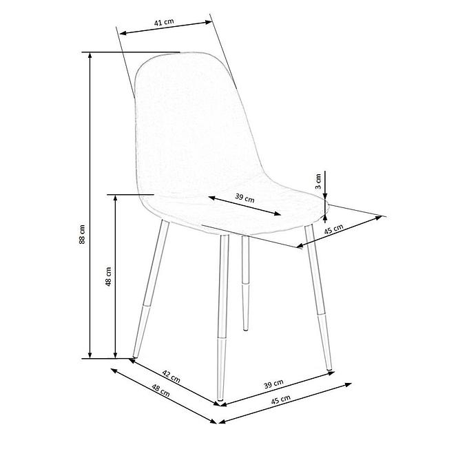 Stuhl K379 Samt/Metall Grau 45x48x88