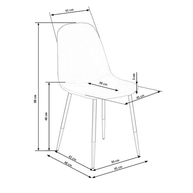 Stuhl K379 Samt/Metall Weinrot 45x48x88