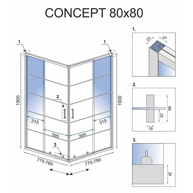 Duschkabine Concept black 80x80x190