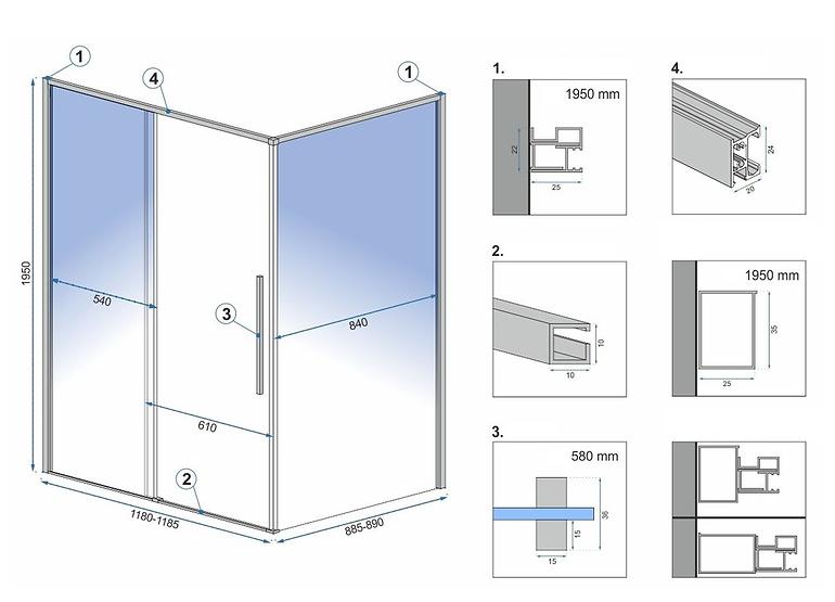 Duschkabine Solar Gold 120x90