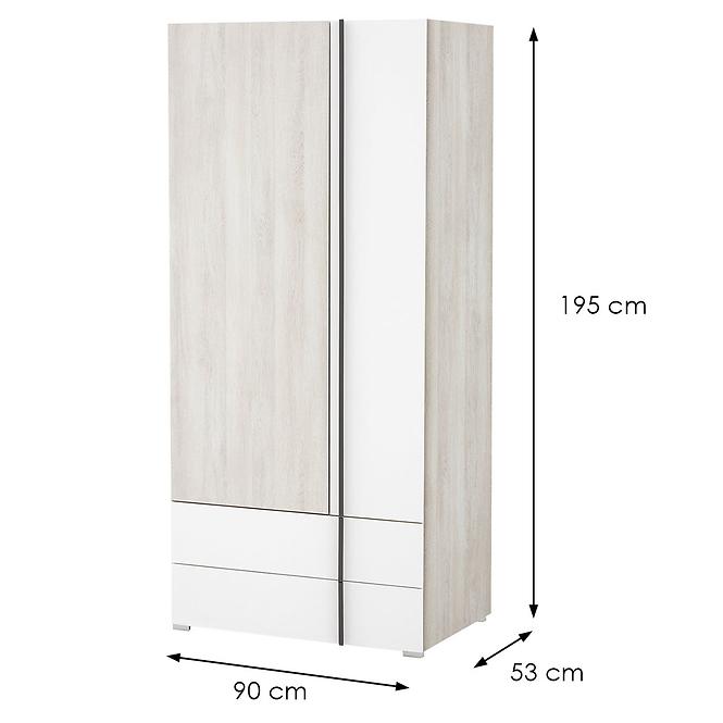 Schrank Remo RM2 Eiche wilton/weiß/Anthrazit