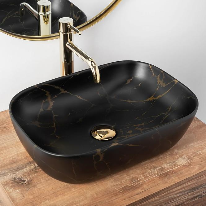 Aufsatzwaschbecken Belinda Black Marble Mat