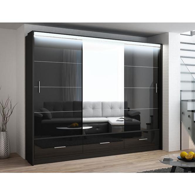 Schrank Marsylia 250 schwarz glänzend/schwarz