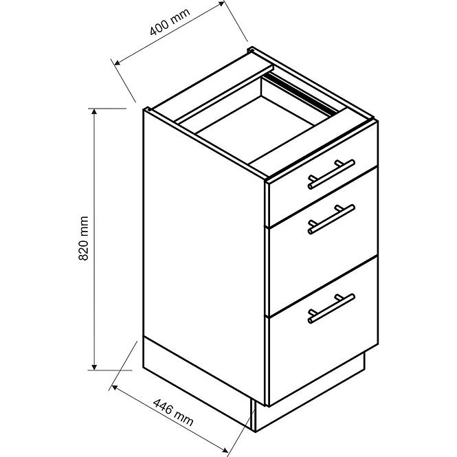 Küchenschrank Brit D40 S/3 beige