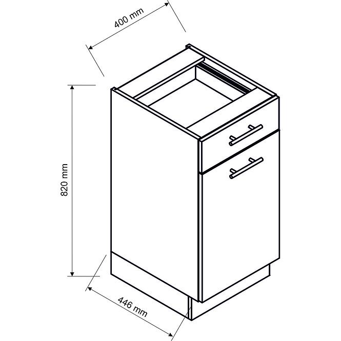 Küchenschrank Mina D40 S/1 schwarz