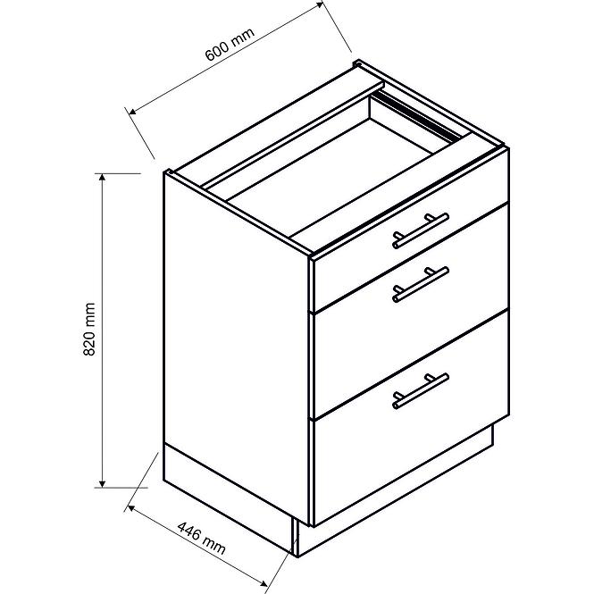 Küchenschrank Sonja D60 S/3 eiche