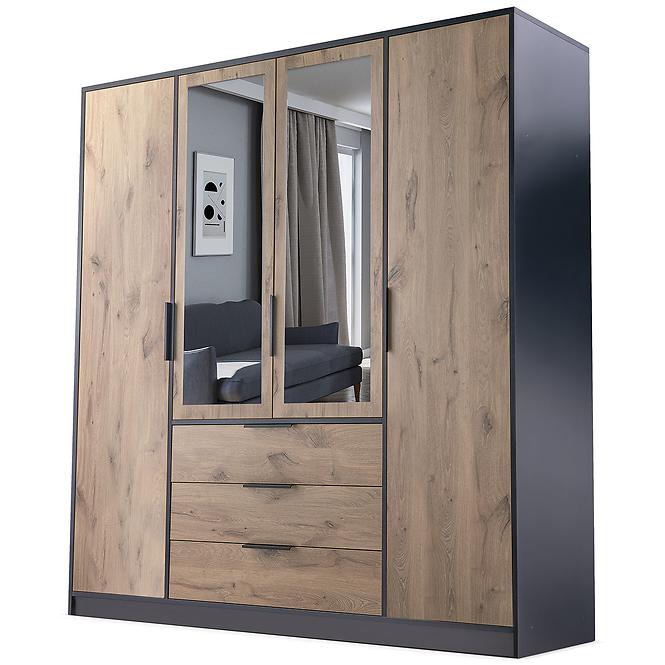 Garderobe DUARTE D4  schwarrz/wikingeriche spigel