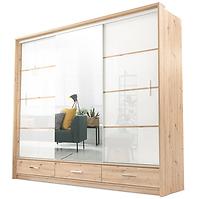 Schrank Alaska 255 Eiche Artisan/Weiß Glanz