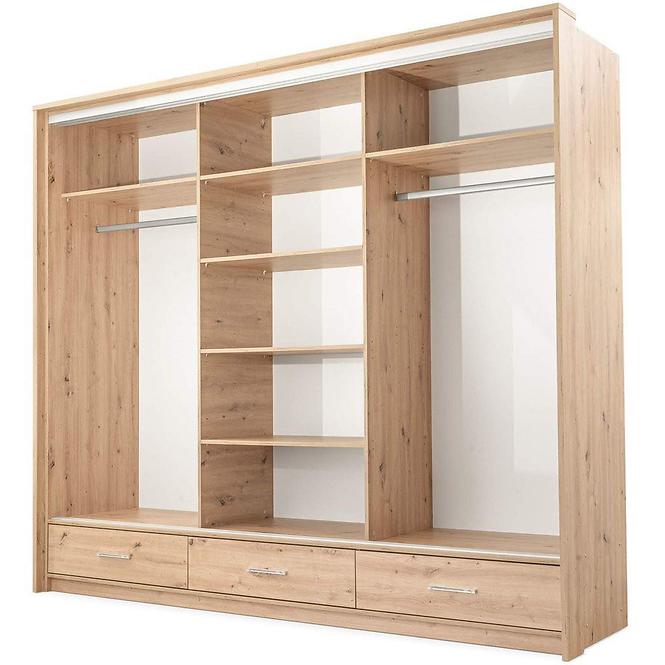 Schrank Alaska 255 Eiche Artisan/Weiß Glanz