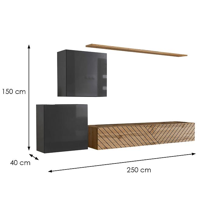 Wohnwand Switch V Line Graphit/Wotan