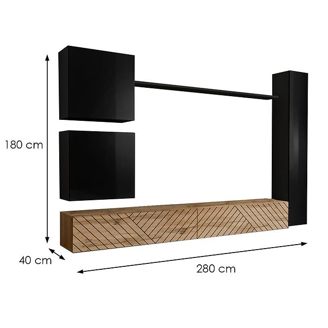 Wohnwand Switch VIII Line Schwarz/Wotan