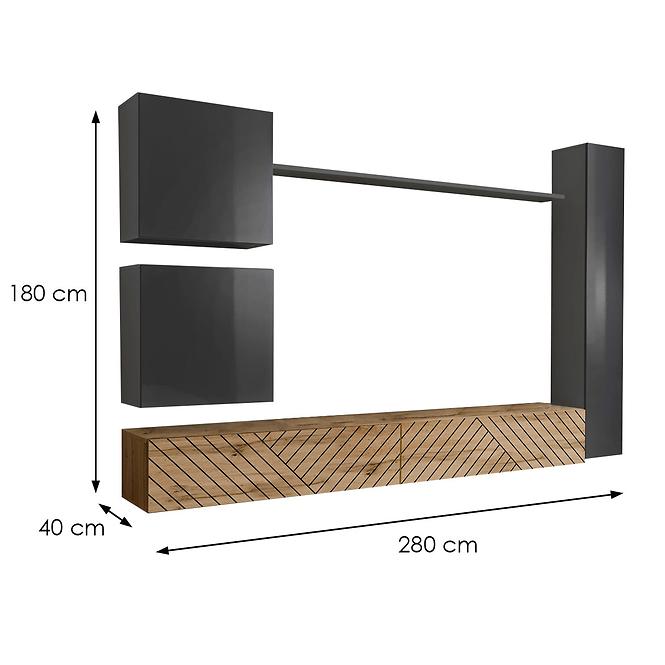 Wohnwand Switch VIII Line Graphit/Wotan