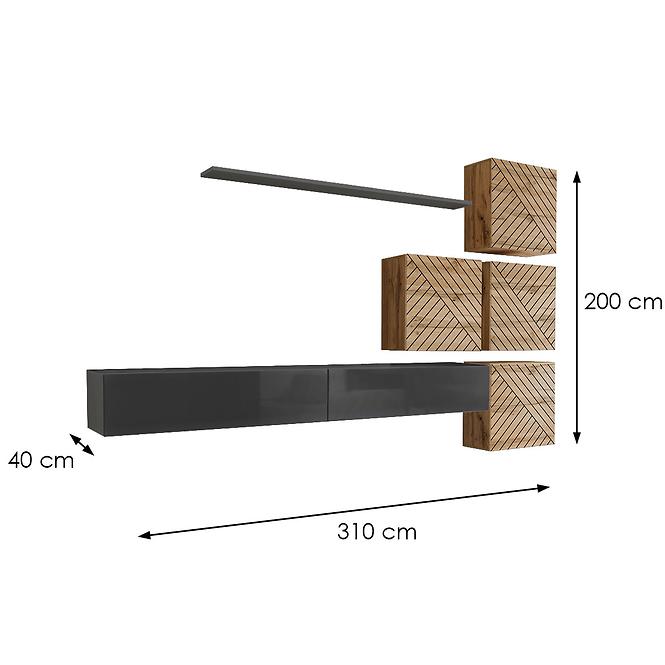 Wohnwand Switch IX Line Graphit/Wotan