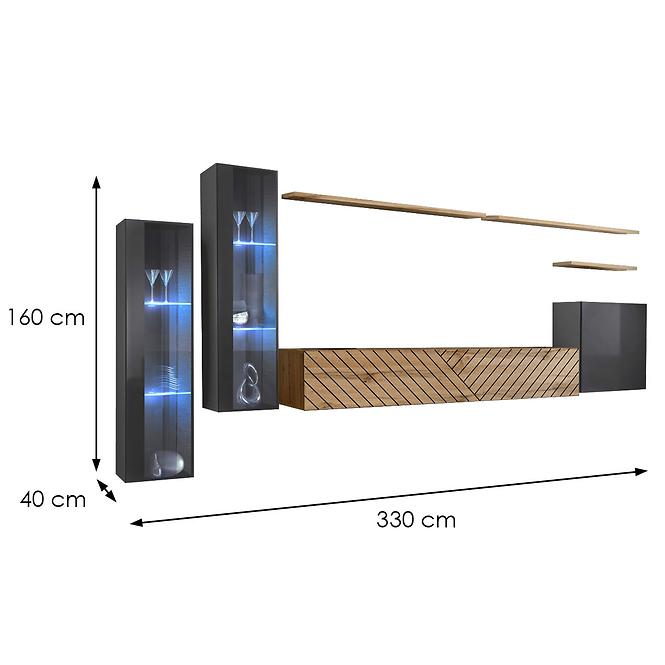 Wohnwand Switch XI Line Graphit/Wotan