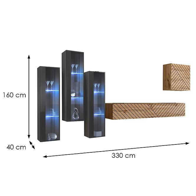 Wohnwand Switch XIII Line Graphit/Wotan