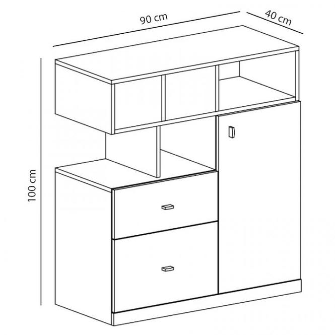 Kommode Mobi 90cm Weiß/Türkis