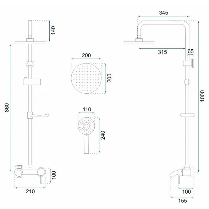 Duschset Luis Rea P7007 Chrom