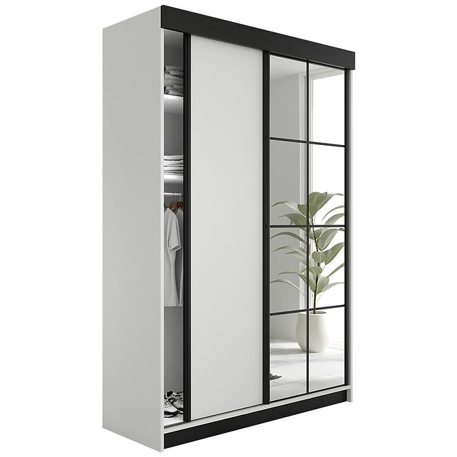 Kleiderschrank Lamaro 138 Weiß + schwarze Elemente