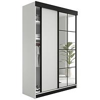 Kleiderschrank Lamaro 167 Weiß + schwarze Elemente