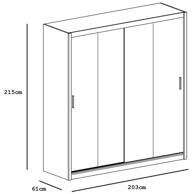 Schrank Lizbona 2 203cm Weiß/Rauchglas 203cm