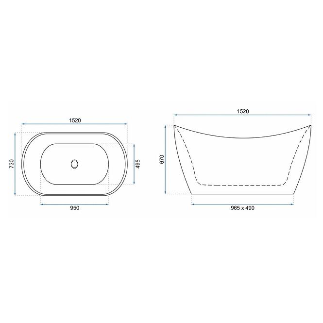 Freistehende Badewanne Kerrano 150 REA-W2002