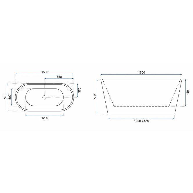 Freistehende Badewanne Milano 150 REA-W2000