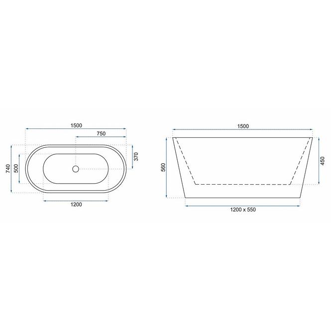 Freistehende Badewanne Milano 170 REA-W2001