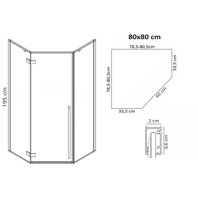 Duschkabine Diamond Rea 80x80x195 gold