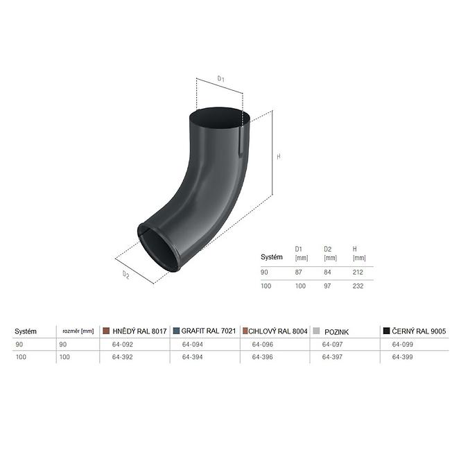 Fallrohrendstück 64-097 Stahl 90 mm Bryza verzinkt