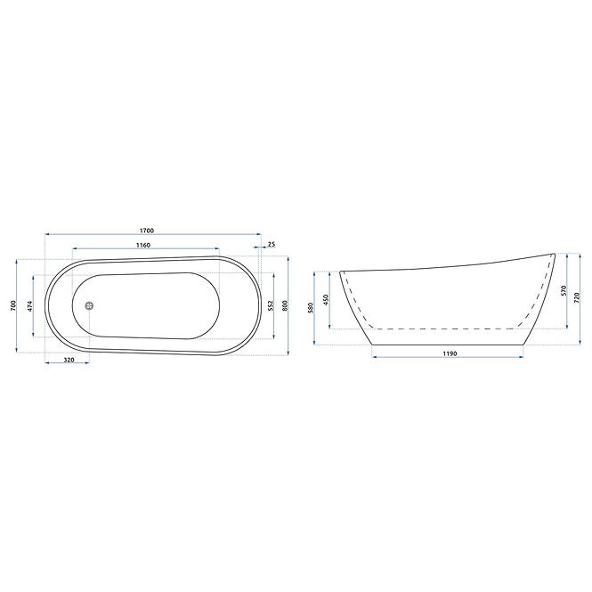 Freistehende Badewanne Cori 160 REA-W3000