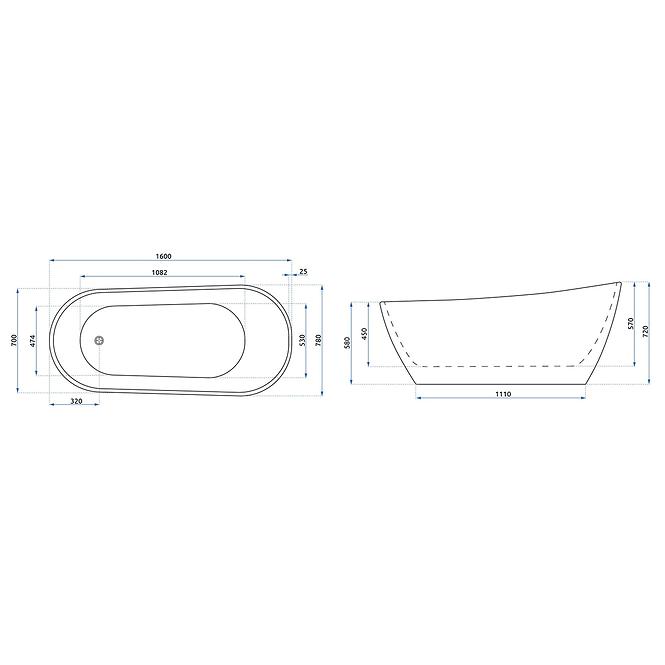 Freistehende Badewanne Cori 160 REA-W3000