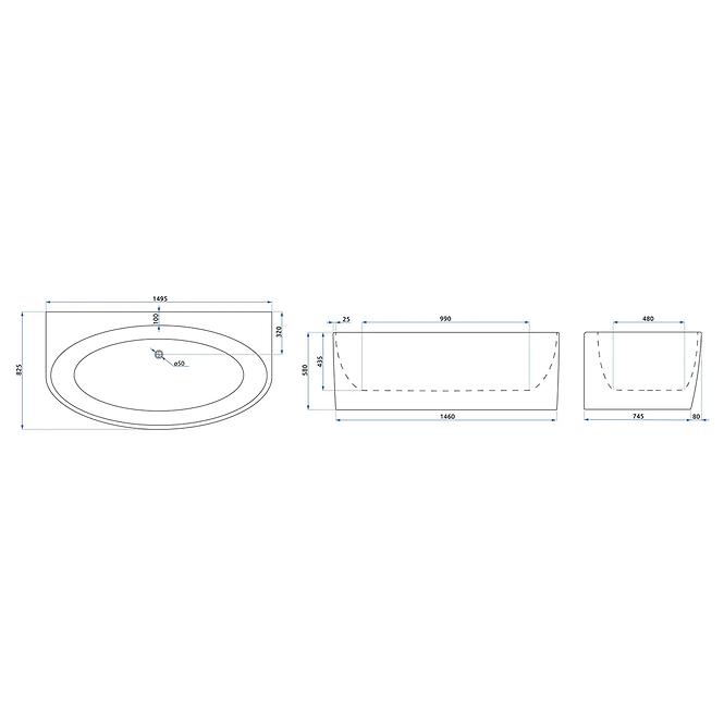 Freistehende Badewanne Malta 150 REA-W3002