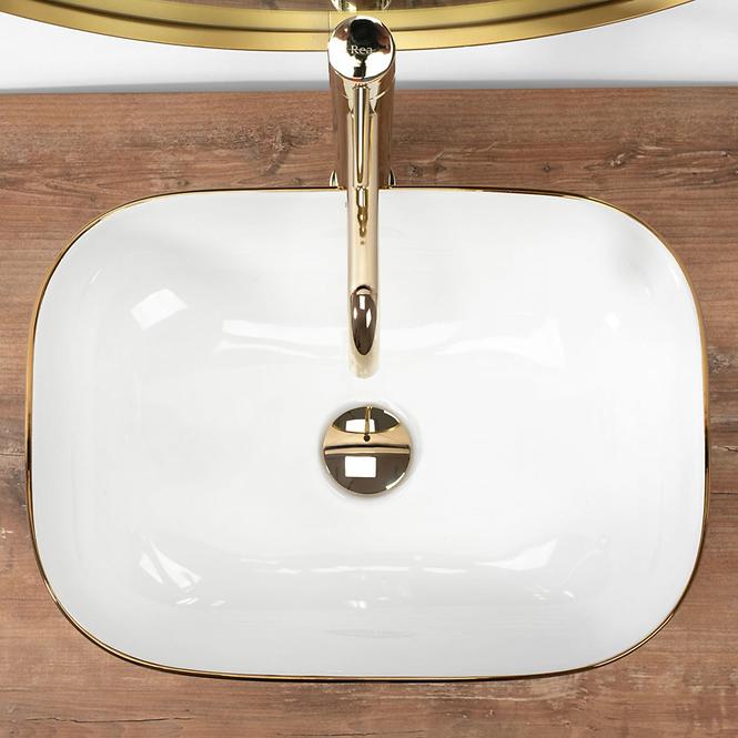 Aufsatzwaschbecken Belinda Wave White/Gold