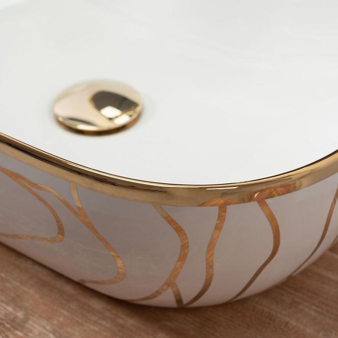 Aufsatzwaschbecken Belinda Wave White/Gold