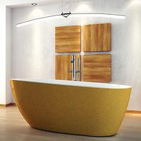 Badewanne Goya freistehende 160x70 Gold + Chrom Klick-Klack