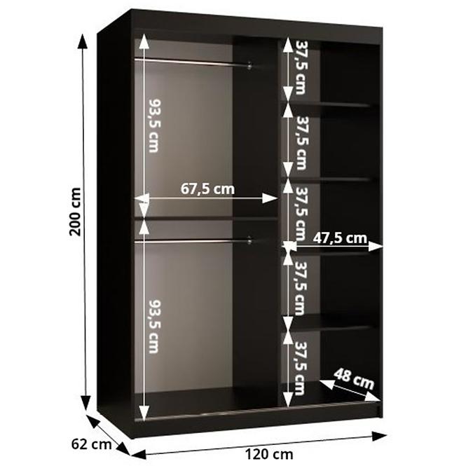 Schrank Amiro 1 120 weiß/schwarz