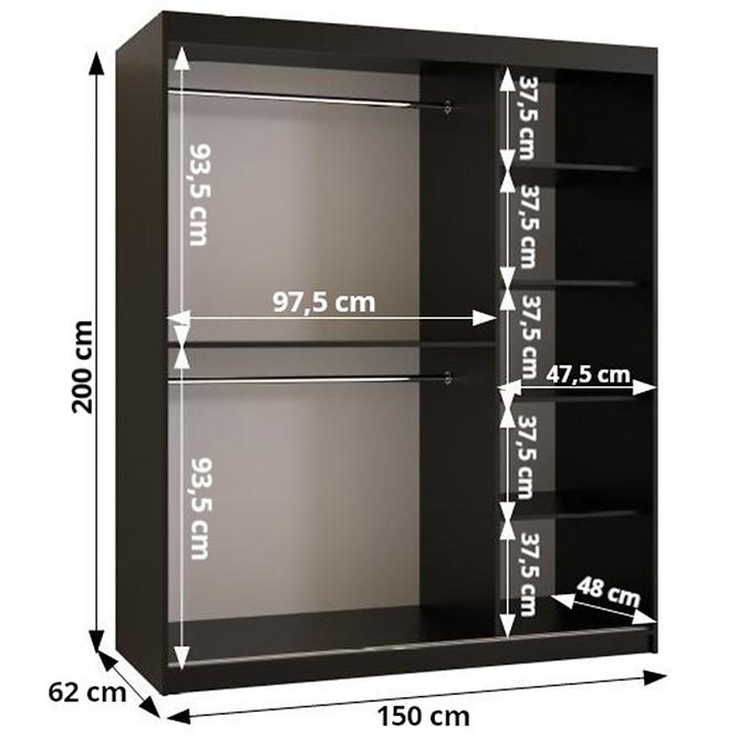 Schrank Amiro 1 150 schwarz/schwarz