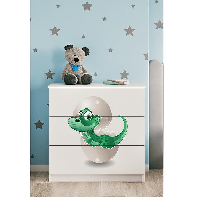 Kinderkommode Babydreams Weiß - Dinosaurier