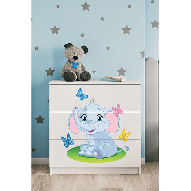 Kinderkommode Babydreams Weiß - Elefant