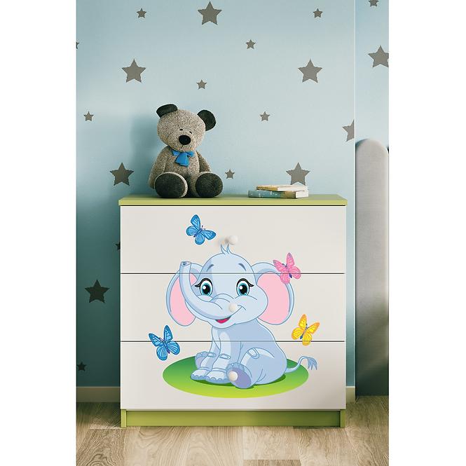 Kinderkommode Babydreams Grün - Elefant