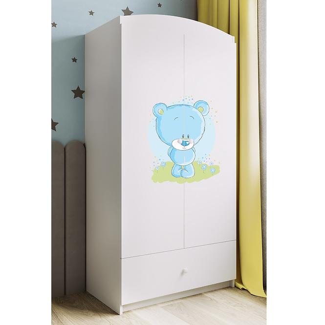 Schrank Babydreams weiß - Blauer Bär