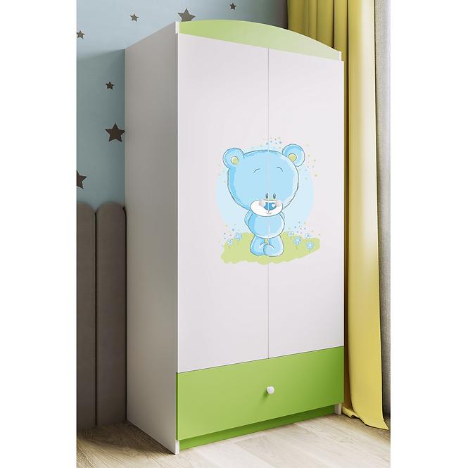 Schrank Babydreams grün - Blauer Bär