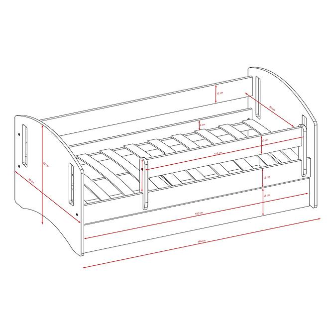 Kinderbett Classic 2 rosa 80x140 