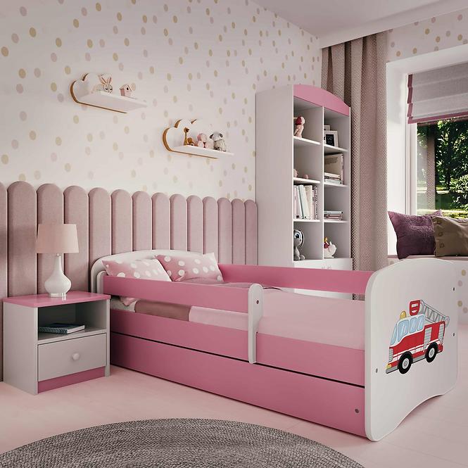 Kinderbett Babydreams rosa 80x160 Feuerwehrauto