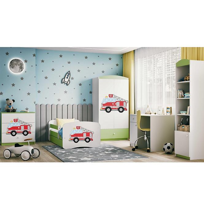 Kinderbett Babydreams grün 80x180 Feuerwehrauto