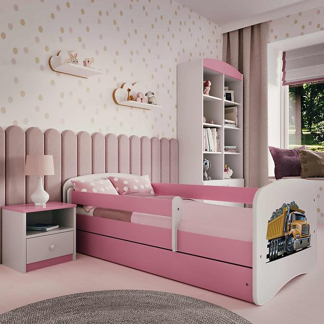 Kinderbett Babydreams+M rosa 70x140 Lastwagen