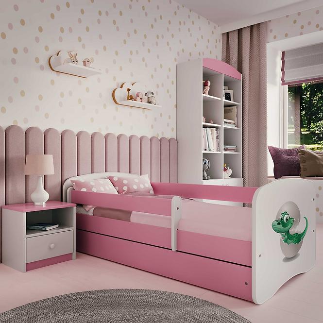 Kinderbett Babydreams+M rosa 70x140 Dinosaurier