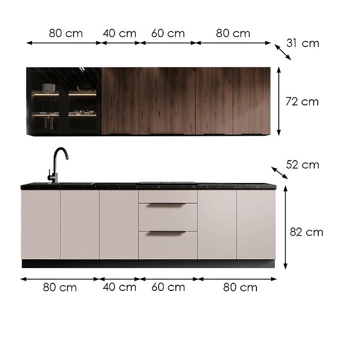 Kuchenziele Monza/Arona 260 cm ohne arbeitsplatte