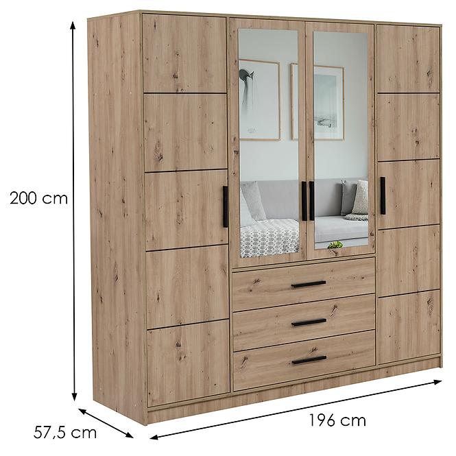 Schrank Kos D4 eiche artisan/spiegel