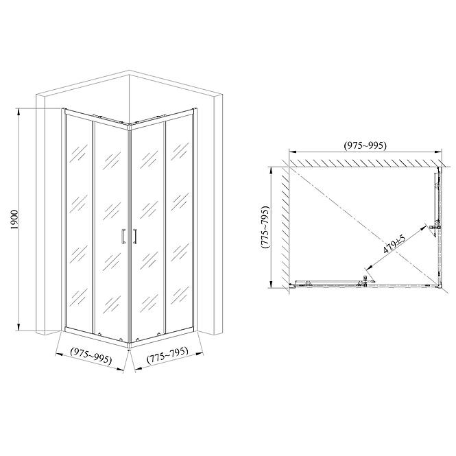 Duschkabine Point 100x80x190 black